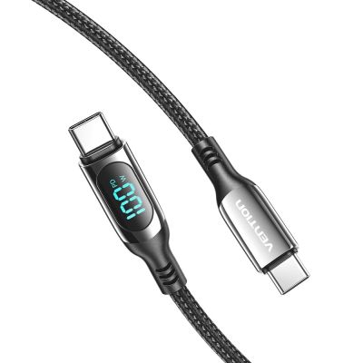 3. Kabel USB-C do USB-C Vention USB 2.0 5A 1.2m z wyświetlaczem czarny
