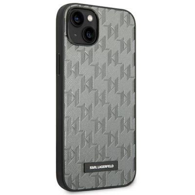 4. Etui Karl Lagerfeld Saffiano Mono Metal Logo na iPhone 14 Plus - szare