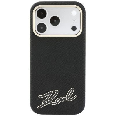 3. Etui Karl Lagerfeld Grained with Resin Signature Logo MagSafe na iPhone 18 Pro / 17 Pro - czarne