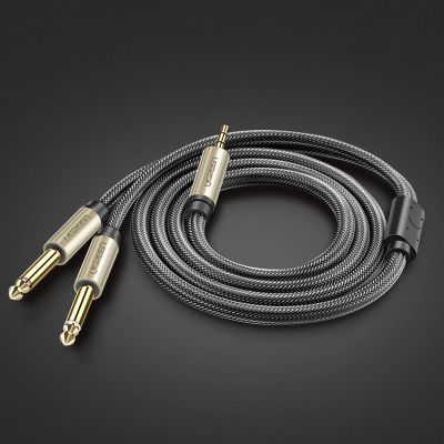 8. Ugreen kabel przewód audio mini jack 3,5 mm - 2 x jack 6,35mm 2m szary (AV126)
