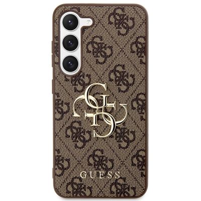 3. Etui Guess 4G Big Metal Logo na Samsung Galaxy S23 - brązowe