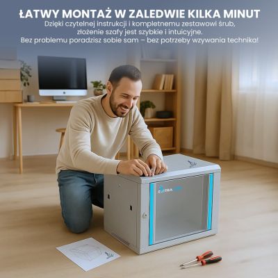 4. EXTRALINK SZAFA RACK WISZĄCA 6U 600X600 SZARA