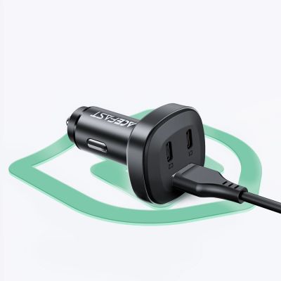 10. Acefast ładowarka samochodowa 66W 2x USB Typ C / USB, PPS, Power Delivery, Quick Charge 4.0, AFC, FCP, SCP czarny (B3 black)