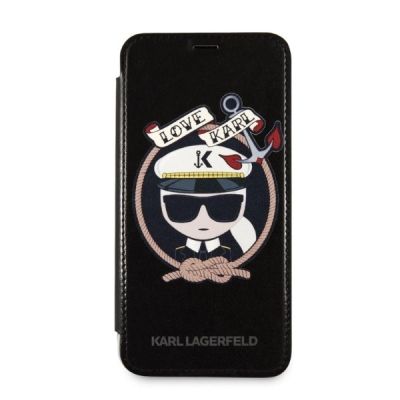 5. Etui Karl Lagerfeld Signature Glitter na iPhone X / Xs - czarne