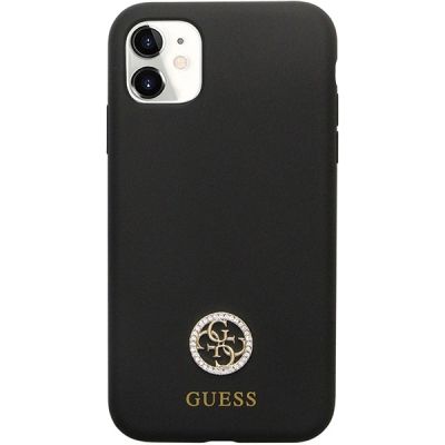 3. Etui Guess Silicone Logo Strass 4G na iPhone 11 / Xr - czarne