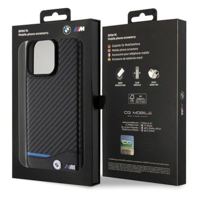 8. Etui BMW Leather Carbon na iPhone 15 Pro Max - czarne