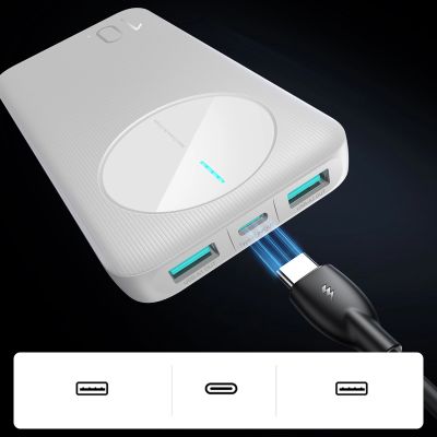 8. Powerbank Joyroom JR-PBF12 10000mAh 2.4A 2x USB-A 1x USB-C - biały