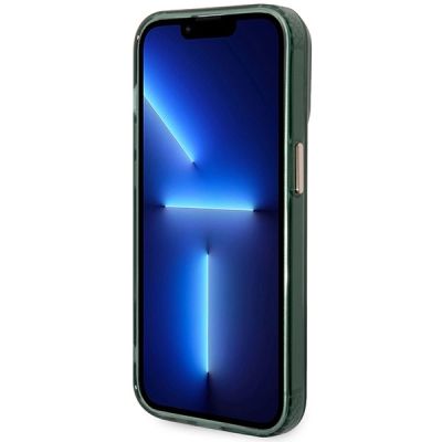 5. Etui Guess Gold Outline Translucent MagSafe na iPhone 14 Pro - zielone