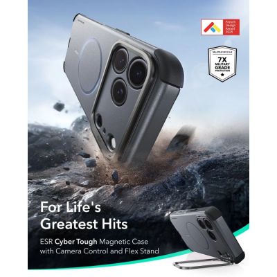 2. Etui ESR Cyber Tough Kickstand MagSafe na iPhone 18 Pro Max / 17 Pro Max - szare
