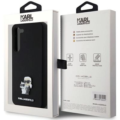8. Etui Karl Lagerfeld Silicone Karl&Choupette Metal Pin na Samsung Galaxy S23+ - czarne
