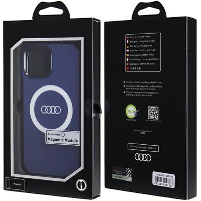 7. Etui Audi IML Big Logo MagSafe na iPhone 15 / 14 / 13 - niebieskie