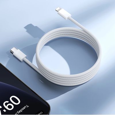 8. Kabel Joyroom S-A45 Ben Series 30W (USB-C  - Lightning) w oplocie 1m - biały