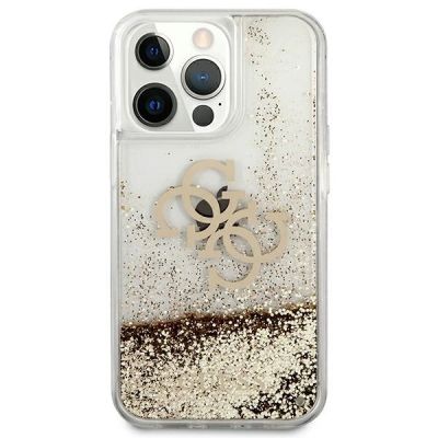 3. Etui Guess 4G Big Liquid Glitter na iPhone 13 Pro Max 6,7" - złote