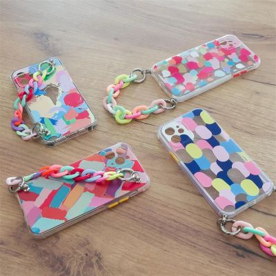 9. Color Chain Case żelowe elastyczne etui z łańcuchem łańcuszkiem zawieszką do Samsung Galaxy S21 5G wielokolorowy (4)