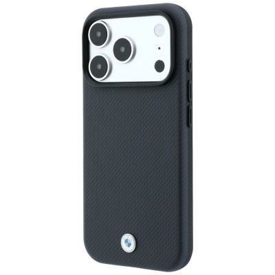 2. Etui BMW Kevlar Metal Logo MagSafe na iPhone 18 Pro / 17 Pro - grafitowe
