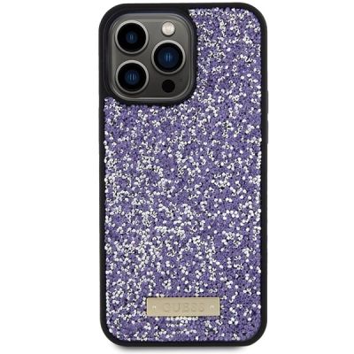 3. Etui Guess Rhinestone Metal Logo na iPhone 15 Pro - różowe
