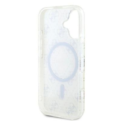 7. Etui Guess IML 4G Background MagSafe na iPhone 16 Plus - białe