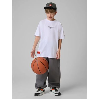 4. T-shirt loose z nadrukiem chłopięcy 4F 4FJRSS26TTSHM3835-10S
