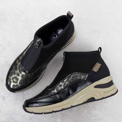 4. Botki damskie na koturnie czarne Rieker N9362-00