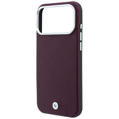 6. Etui BMW Sign Deboss Quilted Metal Logo MagSafe na iPhone 18 Pro Max / 17 Pro Max - bordowe