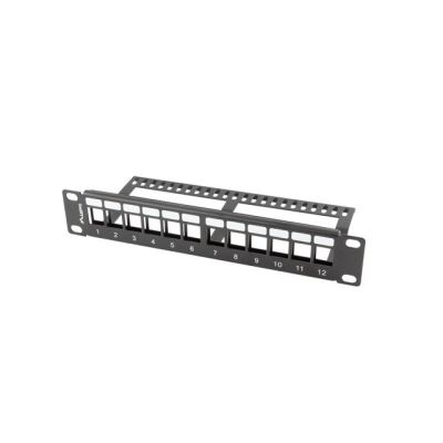 6. LANBERG PATCH PANEL PUSTY 12 PORT 1U 10" Z ORGANIZEREM DO MODUŁÓW KEYSTONE CZARNY PPKS-9112-B