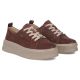 4. Skórzane sneakersy damskie na platformie brązowe Filippo DP7982