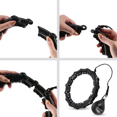 17. Zestaw Hula Hop HHW11 BLACK z wypustkami i obciążnikiem + pas BR163 BLACK PLUS SIZE HMS