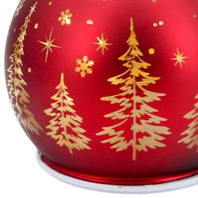 2. BOMBKA DEKORACYJNA SZKLANA LED 12CM ISKRZĄCA KRĘCĄCA SIĘ - RED