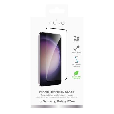 2. Szkło hartowane Puro Frame Tempered Glass z czarną ramką do Samsung Galaxy S25+ / S24+