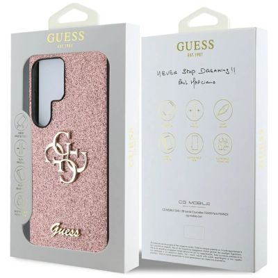 8. Etui Guess Fixed Glitter Big 4G Metal Logo do Samsung Galaxy S25 Ultra różowy