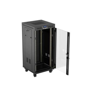 5. LANBERG SZAFA INSTALACYJNA RACK STOJĄCA 19" 24U 600X600 CZARNA DRZWI PRZESZKLONE LCD (FLAT PACK) V2