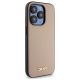 4. Etui DKNY Grained Metal Logo MagSafe na iPhone 15 Pro - beżowe