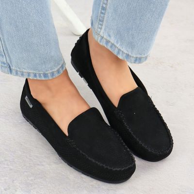 10. Mokasyny damskie półbuty zamszowe czarne Potocki WL09301