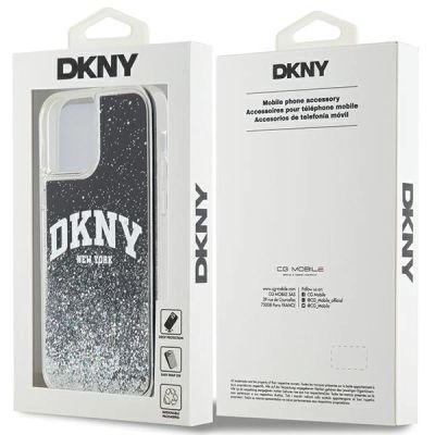 8. Etui DKNY Liquid Glitter Big Logo na iPhone 12 Pro/12 - czarne