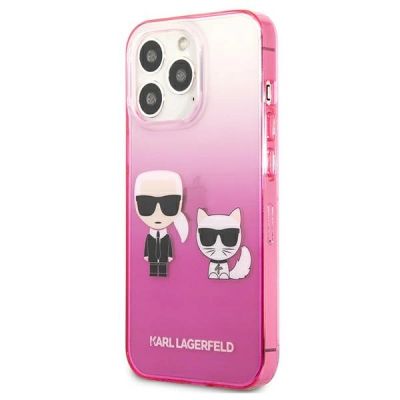 2. Etui Karl Lagerfeld Gradient Ikonik Karl&Choupette na iPhone 13 Pro / iPhone 13 - różowe