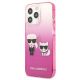 2. Etui Karl Lagerfeld Gradient Ikonik Karl&Choupette na iPhone 13 Pro / iPhone 13 - różowe