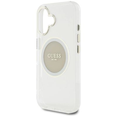 6. Etui Guess IML Metal Colored Circle Classic Logo MagSafe na iPhone 16 - szare