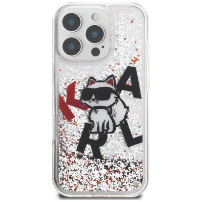 3. Etui Karl Lagerfeld Liquid Glitter Choupette Logo na iPhone 16 Pro Max - przezroczyste