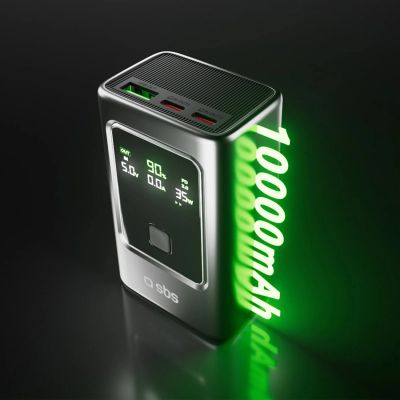 3. Powerbank SBS 10000mAh PD 35W z wyświetlaczem LCD - szary