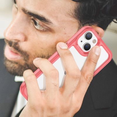 7. Outer Space Case etui iPhone 14 sztywny pokrowiec z żelową ramką czerwony