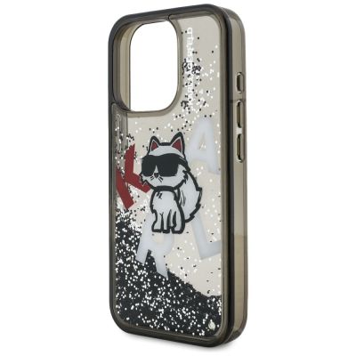 6. Etui Karl Lagerfeld Liquid Glitter Choupette Logo na iPhone 16 Pro Max - czarne