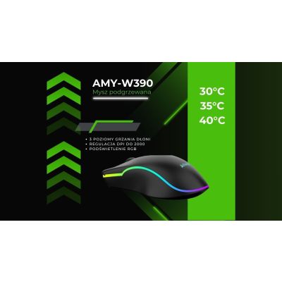 13. Podgrzewana mysz przewodowa Activejet USB AMY-W390; 30°C / 35°C / 40°C