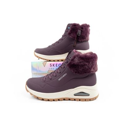 10. Skechers Uno Rugged buty sportowe damskie botki ocieplane zimowe fioletowe