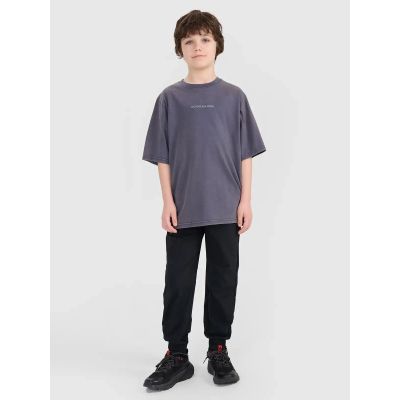 3. T-shirt oversize z nadrukiem chłopięcy 4F 4FJWSS25TTSHM1879-22S