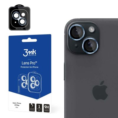 Osłona na aparat 3mk Lens Protection Pro z niebieską ramką do iPhone 15 Plus