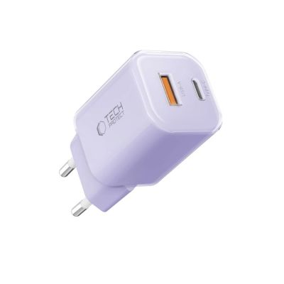 2. Ładowarka sieciowa Tech-Protect NCM33 PD 33W QC3.0 USB-C / USB-C - fioletowa