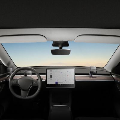 19. Uchwyt samochodowy elektryczny z panelem słonecznym do Tesla Model 3 / Y Baseus T-Space - czarny