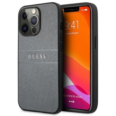 Etui Guess Saffiano Strap na iPhone 13 Pro / iPhone 13 - szare