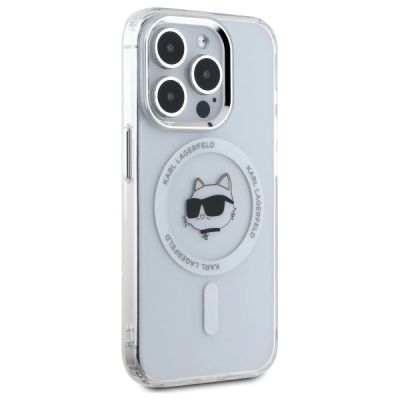 4. Etui Karl Lagerfeld IML Metal Choupette Head MagSafe na iPhone 15 Pro - białe