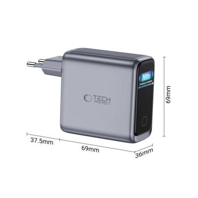 4. Ładowarka sieciowa Tech-Protect PowerVision NC140W-GaN 4-PORT PD 140W / QC3.0 - ciemnoszara